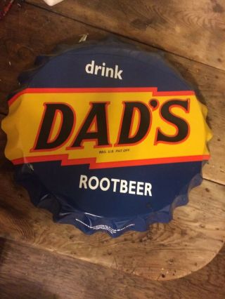 Dads Root Beer Embossed Soda Tin Bottle Cap Advertising Stout Sign Company