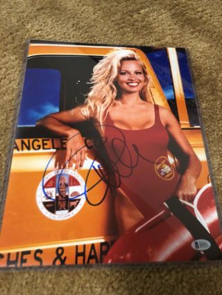 Pamela Anderson Signed 11x14 Photo Auto Beckett Bas Witnessed Baywatch