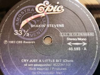 Shakin’ Stevens Cry Just A Little Bit 7” BRAZIL GOLD Stamped PROMO With Insert 4