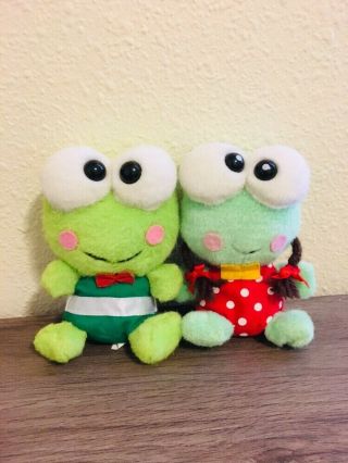 Vintage Keroppi Sanrio Smiles Frog Plush Set 5” Hello Kitty