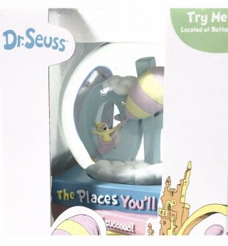 Dr Seuss Musical Snow Waterglobe " Oh The Places You’ll Go " Nib Snow Globe