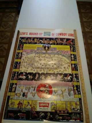 Vintage Advertising Levi’s Roundup Of Cowboy Lore Jo Mora Poster Western Rodeo