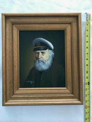 David Pelbam Oil Canvas Painting Sea Captain Old Man And Sea Vintage