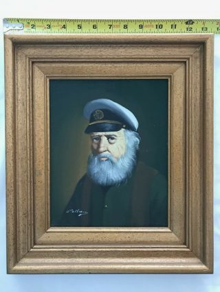 David Pelbam Oil Canvas Painting Sea Captain Old Man And Sea Vintage 4