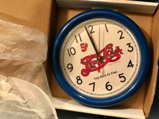 Vintage Nib Round Blue Pepsi Cola Clock
