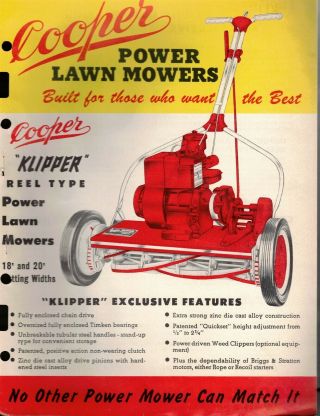 Vintage 1961 " Cooper Klipper Powered Reel Type " Jobber Sell Sheet & Pricing