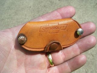 Vintage Nos Gm Chevrolet Auto Part Key Case Leather Chevy Emblem Pocket