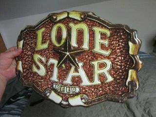 Lone Star Beer Sign Tin Tacker With The Texas Star Logo Bar Tavern Display