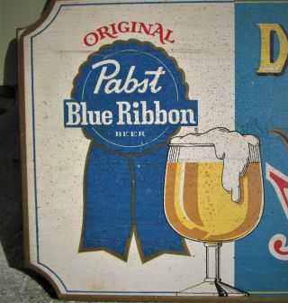 Vintage Pabst Blue Ribbon Beer Wood Sign - 