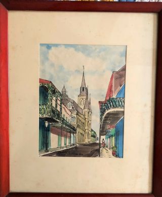 William Collins Listed Artist Watercolor Of Orleans Street Dated 57