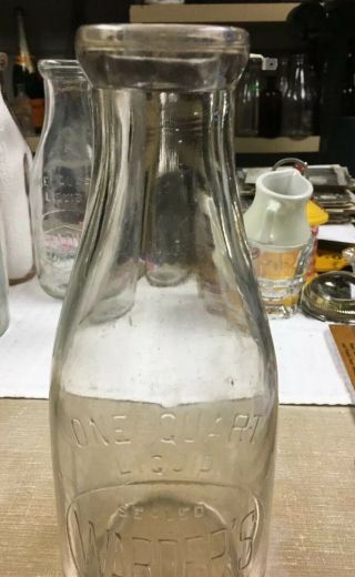 RARE Grafton WV West Virginia WARDER’S DAIRY Quart Milk Bottle Thornton Webster 4