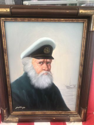 David Pelbam Orig Oil Sea Captain Signed & Framed 7