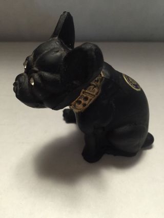 Westmoreland Glass French Bulldog Dog Figurine Black Matte Glass With Crystal
