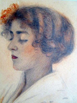 Antique Edwardian Portrait Girl Listed Ca Artist Watercolor Painting