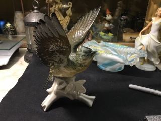 Karl Ens Bird Figurine German Porcelain Flying Lark 7 - 5/8”