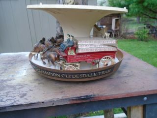 1960 ' s Budweiser Clydesdales Carousel Motion Beer Light Globe PARTS INCOMPLETE 2