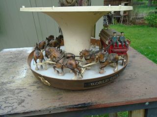 1960 ' s Budweiser Clydesdales Carousel Motion Beer Light Globe PARTS INCOMPLETE 3