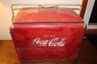 Vintage Drink Coca Cola Cooler With Lid - Handle And Opener - Acton Mfg.  Co. ,  Inc.