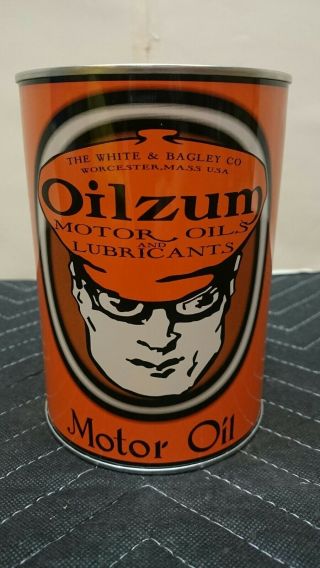 Oilzum Motor Oil Can Bank Metal Garage Shop Gas Station Man Cave Graphics