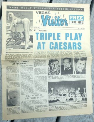 July 26 1968 Las Vegas Visitor Newspaper; Caesars Palace,  Flamingo; Nudes On Ice