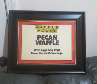 Rare Waffle House Sign Framed Man Cave Pecan Waffle Ham Bacon Egg Sausage B - Fast