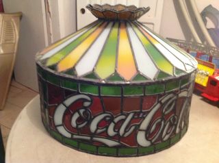 Antique Stained Glass Coca Cola Hanging Lamp Tiffany Style 19 
