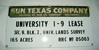 1963 - 80 Sign Sun Texas Sun Oil Texas Company Lease Raised Letters Grommets