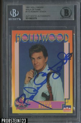 1991 Hollywood Walk Of Fame 173 Robert Stack Signed Auto Autograph Bgs Bas