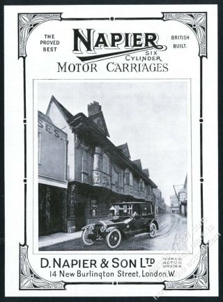 1919 Napier Car Motor Carriage Photo British Vintage Print Ad