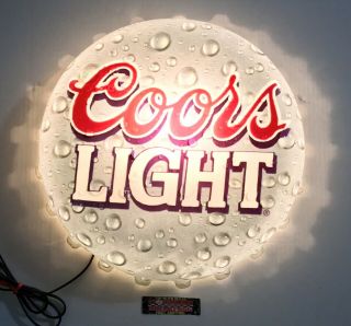 Vtg Coors Light Bottle Cap Light Up Beer Sign 1998 16” Diameter - Old Stock