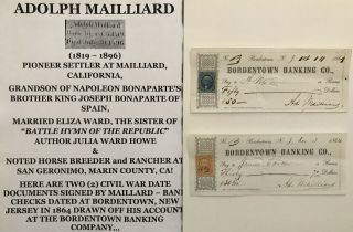 Founder Pioneer Rancher Mailliard California Napoleon Document Signed Check 1864