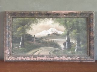 Antique J.  A.  Speer Landscape Oil On Board Framed Painting Vtg Acme Color