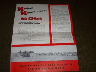 1950 ' s Minneapolis - Moline Bale - O - Matic Hay Baler Advertising Brochure 2