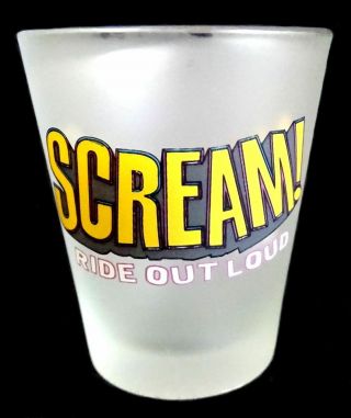 Scream At Six Flags Magic Mountain Shot Glass Frosted Shooter 2 - 3/8 Inch Jigger