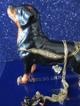 Roxie The Rottweiler Jeweled Enamel Trinket Box & Matching Necklace 62673