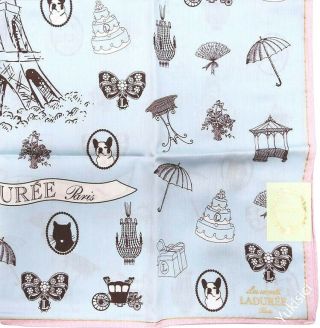 LADUREE Paris Handkerchief Mini Scarf Amitié Eiffel Tower & Accessories - 50cm 3