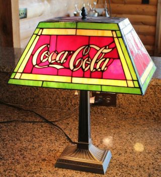 Coca Cola Stained Glass Lamp - Large Tiffany Style.  Coke Lamp