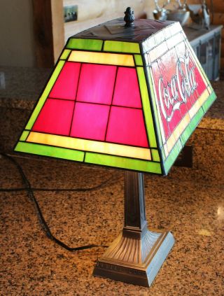Coca Cola Stained Glass Lamp - large Tiffany style.  Coke lamp 4