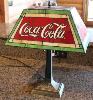 Coca Cola Stained Glass Lamp - large Tiffany style.  Coke lamp 5