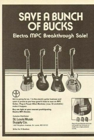 1979 Electra Mpc Guitar With Plug In Power Effect Modules - Vintage Ad