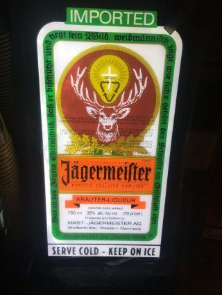 Jagermeister Lighted Bottle Logo Signage 13x24 In.  - Never Displayed Or