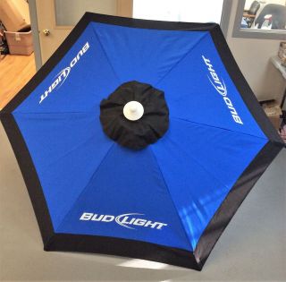 NOS Budweiser Bud Light 7 Foot Market Umbrella Patio Aluminum Pole Blue Black 2