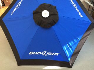 NOS Budweiser Bud Light 7 Foot Market Umbrella Patio Aluminum Pole Blue Black 3