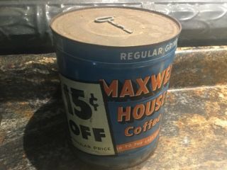 Antique Maxwell House Coffee Tin Can With Key