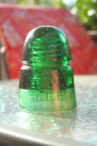 Tough Color Emerald Green G.  T.  P.  Cd 145 Canadian Beehive Insulator
