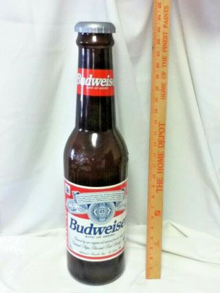 Budweiser Beer Sign Large Plastic Bottle Bank Anheuser - Busch Brewery Coin Mf8