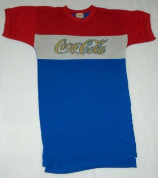 Vintage Coca - Cola Long Short Sleeve T Shirt Night Shirt Size 12/14
