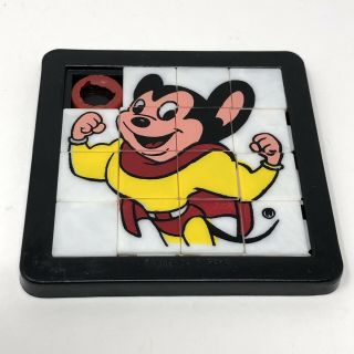 Vintage Mighty Mouse Terrytunes Slide Tray Tile Puzzle 70s W/ Empty Space Ring