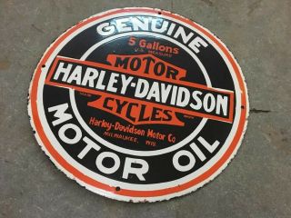 Porcelain Harley Davidson Enamel Sign Size 16 " Inches Round