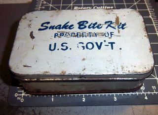 Vintage Snake Bite Kit Tin,  Prop Of Us Govt,  (empty),  Great Graphics & Colors